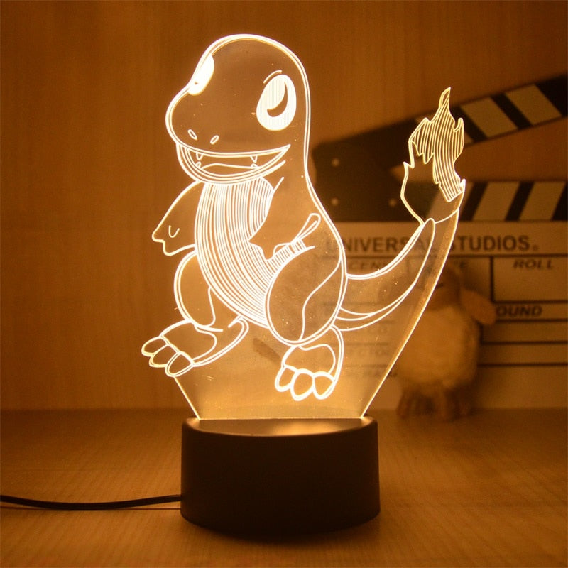 LED 3D Pokemon, Bulbasaur, Charizard, Squirtle, etc • Decoração gamer