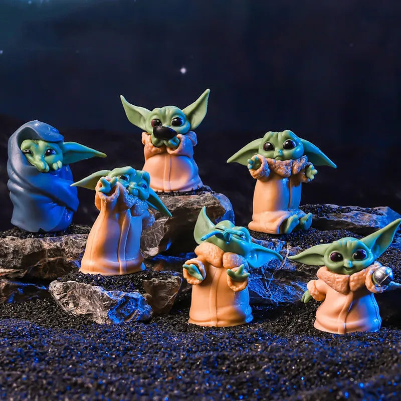 Baby Yoda Action Figure 6Pçs • Disney Star Wars Bonecos de Ação, Presente • 4-6cm